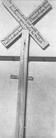 SA0721c - Photo showing Shaker cross posted outside buildings at the height of a religious revival in 1843. Identified on the back.